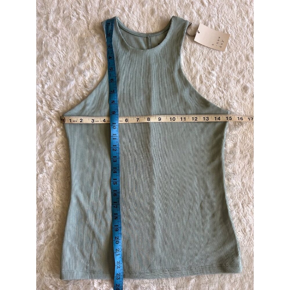 A New Day Light Blue XS Ribbed Tank Top With High Neck and‎ Racerback